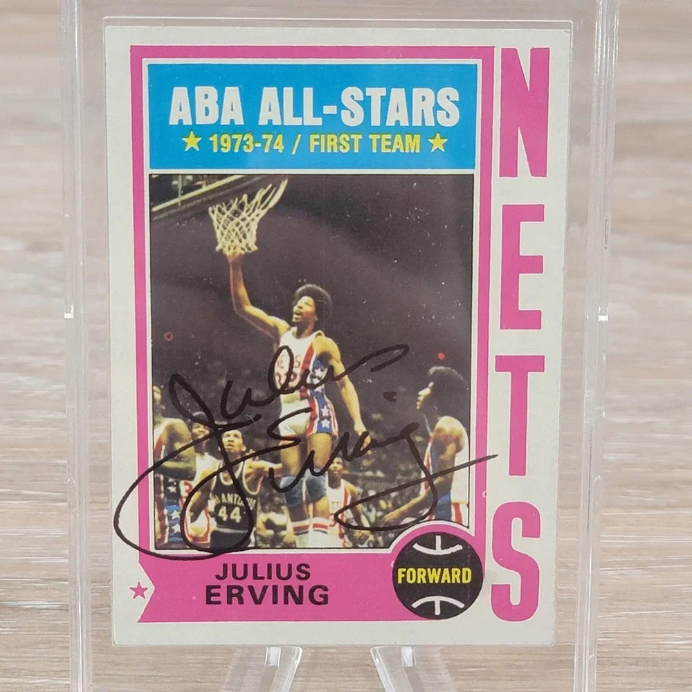 Julius Erving ABA All Stars 1973 74 First Team Autographed Basketball Card